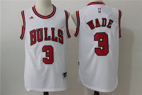 Men's Chicago Bulls #3 Dwyane Wade White Revolution 30 Swingman Adidas Basketball Jersey