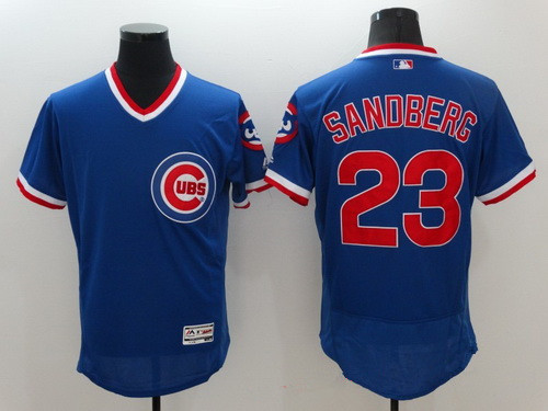 Men's Chicago Cubs #23 Ryne Sandberg Retired Blue Pullover 2016 Flexbase Majestic Baseball Jersey