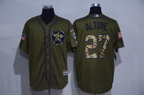 Men's Houston Astros #27 Jose Altuve Green Salute to Service Cool Base Stitched MLB Jersey