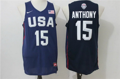 2016 Olympics Team USA Men's #15 Carmelo Anthony Navy Blue Revolution 30 Swingman Basketball Jersey