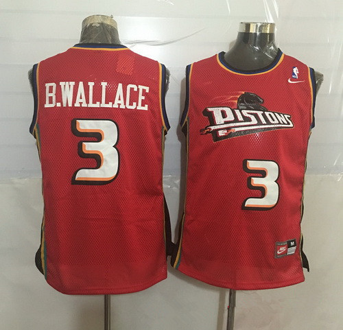 Men's Detroit Pistons #3 Ben Wallace Red Hardwood Classics Soul Swingman Throwback Jersey