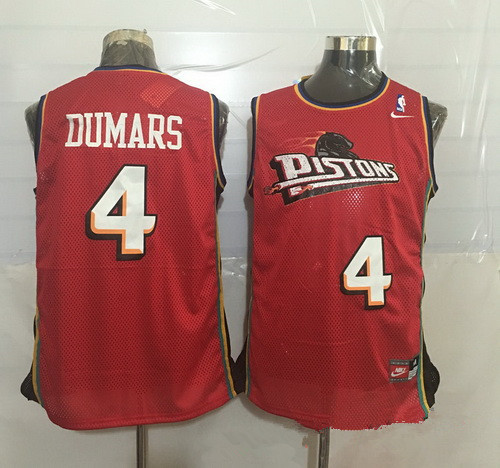 Men's Detroit Pistons #4 Joe Dumars Red Hardwood Classics Soul Swingman Throwback Jersey