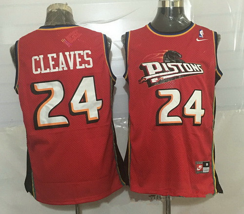 Men's Detroit Pistons #24 Mateen Cleaves Red Hardwood Classics Soul Swingman Throwback Jersey