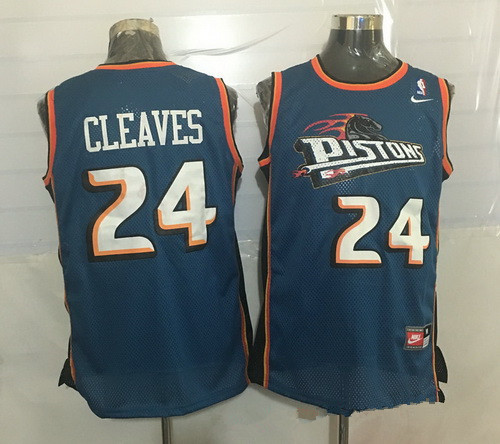 Men's Detroit Pistons #24 Mateen Cleaves Teal Blue Hardwood Classics Soul Swingman Throwback Jersey