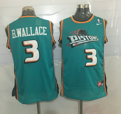 Men's Detroit Pistons #3 Ben Wallace Teal Green Hardwood Classics Soul Swingman Throwback Jersey