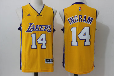 Men's Los Angeles Lakers #14 White Revolution Yellow 30 Swingman Basketball Jersey