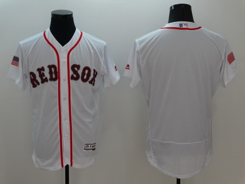 Men's Boston Red Sox Blank White Fashion Stars & Stripes 2016 Flexbase MLB Independence Day Jersey