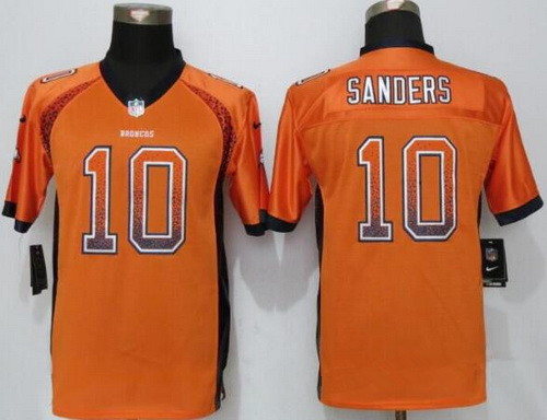 Youth Denver Broncos #10 Emmanuel Sanders Orange Drift Fashion Stitched Nike NFL Football Jersey