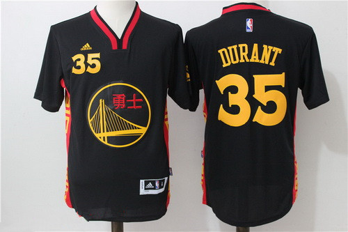 Men's Golden State Warriors #35 Kevin Durant Black Adidas Revolution 30 Swingman 2015 Chinese Fashion Stitched NBA Jersey