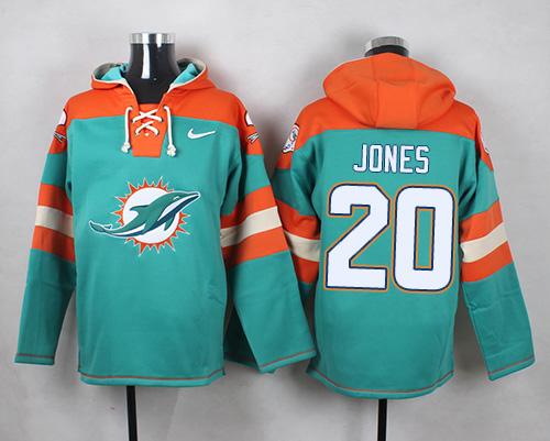 Nike Dolphins #20 Reshad Jones Aqua Green Player Pullover NFL Hoodie