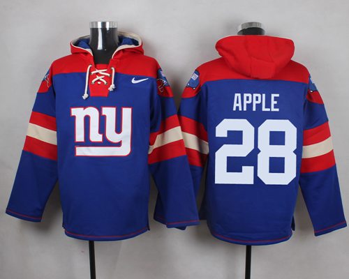 Nike Giants #28 Eli Apple Royal Blue Player Pullover NFL Hoodie