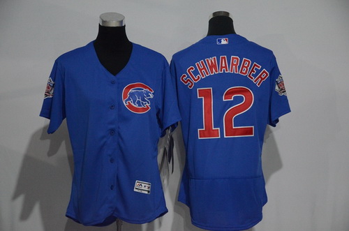 Women's Chicago Cubs #12 Kyle Schwarber Blue 2016 Flexbase Stitched Baseball Jersey