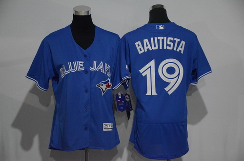 Women's Toronto Blue Jays #19 Jose Bautista Royal Blue 2016 Flexbase Stitched Baseball Jersey