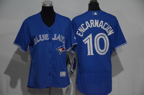 Women's Toronto Blue Jays #10 Edwin Encarnacion Royal Blue 2016 Flexbase Stitched Baseball Jersey