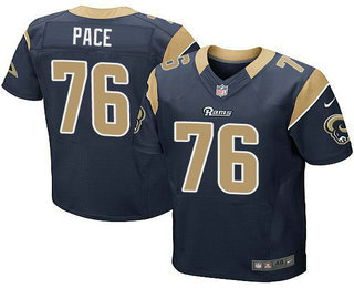 Men's Los Angeles Rams #76 Orlando Pace Navy Blue Team Color NFL Nike Elite Jersey