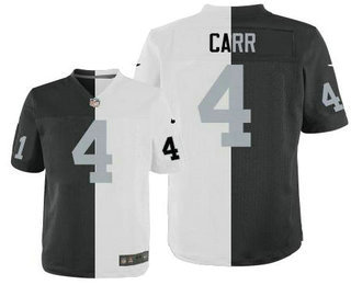 Men's Oakland Raiders #4 Derek Carr Black With White Two Tone Elite Jersey