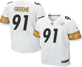 Men's Pittsburgh Steelers #91 Kevin Greene White Road NFL Nike Elite Jersey