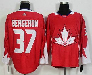 Men's Team Canada #37 Patrice Bergeron Red 2016 World Cup of Hockey Game Jersey