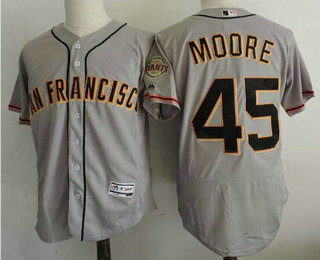 Men's San Francisco Giants #45 Matt Moore Gray Road Stitched MLB 2016 Majestic Flex Base Jersey