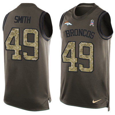 Men's Denver Broncos #49 Dennis Smith Olive Green Salute To Service Hot Pressing Player Name & Number Nike NFL Tank Top Jersey