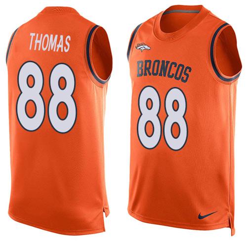 Men's Denver Broncos #88 Demaryius Thomas Orange Hot Pressing Player Name & Number Nike NFL Tank Top Jersey