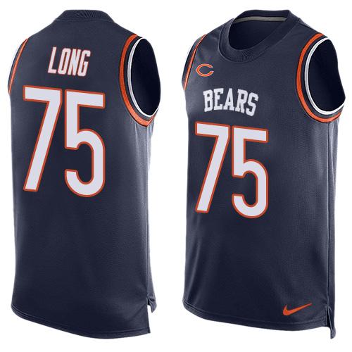 Men's Chicago Bears #75 Kyle Long Navy Blue Hot Pressing Player Name & Number Nike NFL Tank Top Jersey