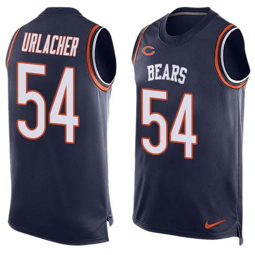 Men's Chicago Bears #54 Brian Urlacher Navy Blue Hot Pressing Player Name & Number Nike NFL Tank Top Jersey