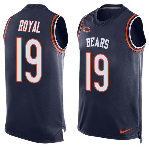 Men's Chicago Bears #19 Eddie Royal Navy Blue Hot Pressing Player Name & Number Nike NFL Tank Top Jersey