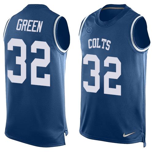 Men's Indianapolis Colts #32 T.J. Green Royal Blue Hot Pressing Player Name & Number Nike NFL Tank Top Jersey