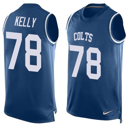 Men's Indianapolis Colts #78 Ryan Kelly Royal Blue Hot Pressing Player Name & Number Nike NFL Tank Top Jersey