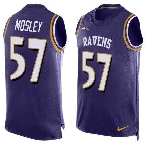 Men's Baltimore Ravens #57 C.J. Mosley Purple Hot Pressing Player Name & Number Nike NFL Tank Top Jersey