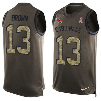 Men's Arizona Cardinals #13 Jaron Brown Green Salute to Service Hot Pressing Player Name & Number Nike NFL Tank Top Jersey