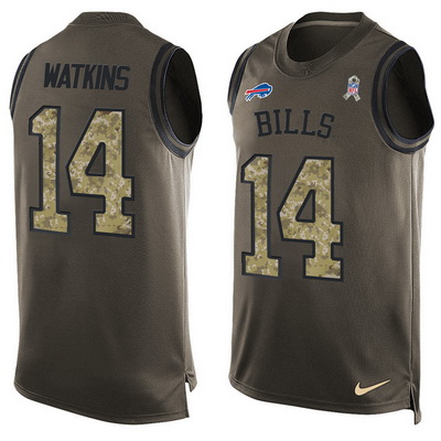 Men's Buffalo Bills #14 Sammy Watkins Green Salute to Service Hot Pressing Player Name & Number Nike NFL Tank Top Jersey