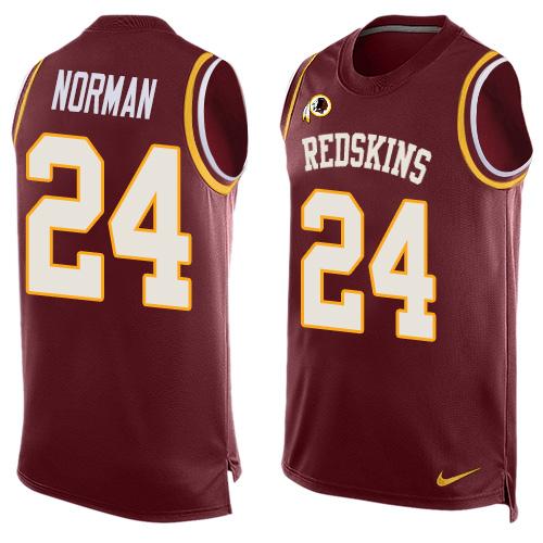 Men's Washington Redskins #24 Josh Norman Burgundy Red Hot Pressing Player Name & Number Nike NFL Tank Top Jersey