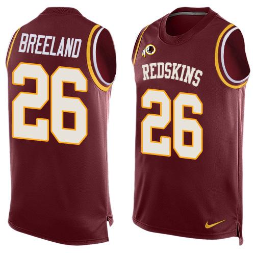 Men's Washington Redskins #26 Bashaud Breeland Burgundy Red Hot Pressing Player Name & Number Nike NFL Tank Top Jersey