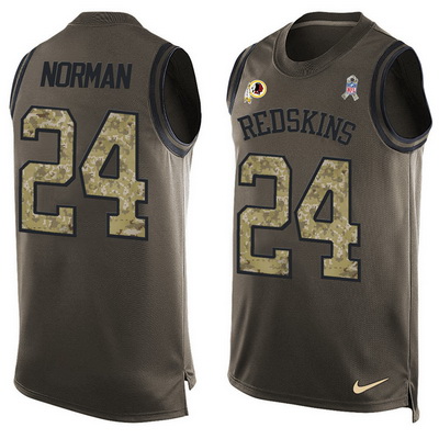 Men's Washington Redskins #24 Josh Norman Green Salute to Service Hot Pressing Player Name & Number Nike NFL Tank Top Jersey