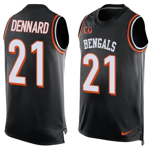 Men's Cincinnati Bengals #21 Darqueze Dennard Black Hot Pressing Player Name & Number Nike NFL Tank Top Jersey