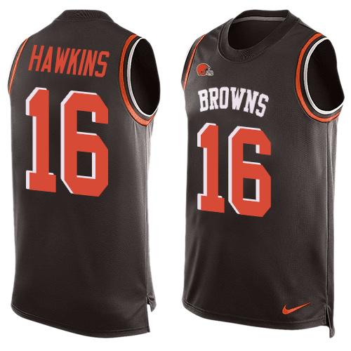 Men's Cleveland Browns #16 Andrew Hawkins Brown Hot Pressing Player Name & Number Nike NFL Tank Top Jersey