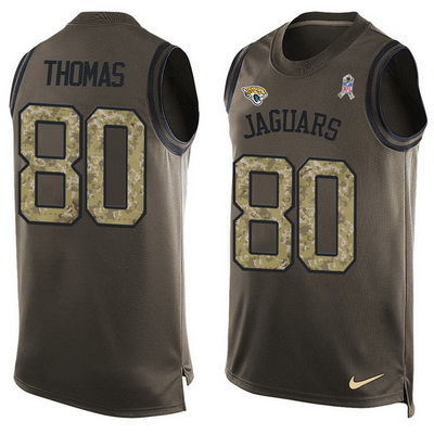 Men's Jacksonville Jaguars #80 Julius Thomas Matt Ryan Green Salute to Service Hot Pressing Player Name & Number Nike NFL Tank Top Jersey