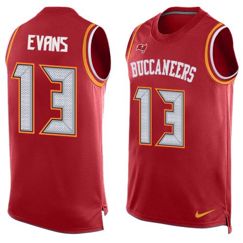 Men's Tampa Bay Buccaneers #13 Mike Evans Red Hot Pressing Player Name & Number Nike NFL Tank Top Jersey