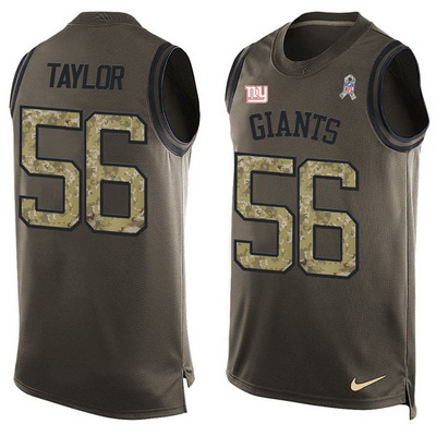 Men's New York Giants #56 Lawrence Taylor Green Salute to Service Hot Pressing Player Name & Number Nike NFL Tank Top Jersey