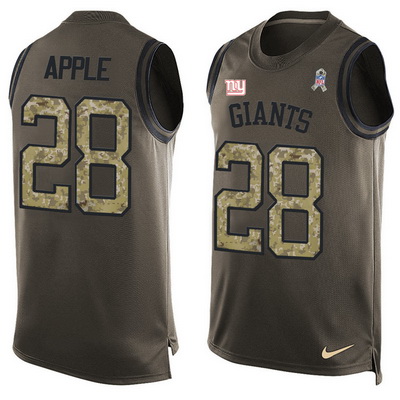 Men's New York Giants #28 Eli Apple Green Salute to Service Hot Pressing Player Name & Number Nike NFL Tank Top Jersey