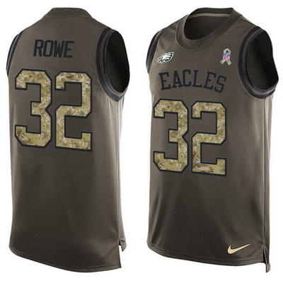 Men's Philadelphia Eagles #32 Eric Rowe Green Salute to Service Hot Pressing Player Name & Number Nike NFL Tank Top Jersey