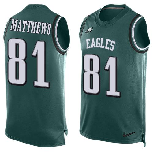 Men's Philadelphia Eagles #81 Jordan Matthews Midnight Green Hot Pressing Player Name & Number Nike NFL Tank Top Jersey