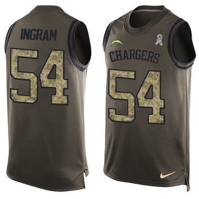 Men's San Diego Chargers #54 Melvin Ingram Green Salute to Service Hot Pressing Player Name & Number Nike NFL Tank Top Jersey