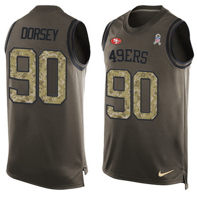 Men's San Francisco 49ers #90 Glenn Dorsey Green Salute to Service Hot Pressing Player Name & Number Nike NFL Tank Top Jersey