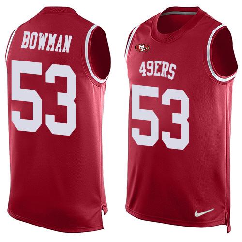 Men's San Francisco 49ers #53 NaVorro Bowman Red Hot Pressing Player Name & Number Nike NFL Tank Top Jersey