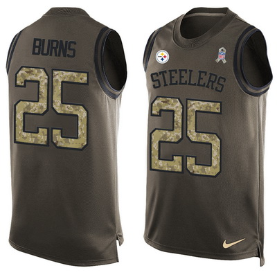 Men's Pittsburgh Steelers #25 Artie Burns Green Salute to Service Hot Pressing Player Name & Number Nike NFL Tank Top Jersey