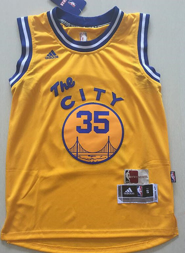 Youth Golden State Warriors #35 Kevin Durant Yellow The City Swingman Basketball Jersey