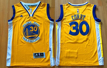 Youth Golden State Warriors #30 Stephen Curry Yellow Swingman adidas Baseketball Jersey